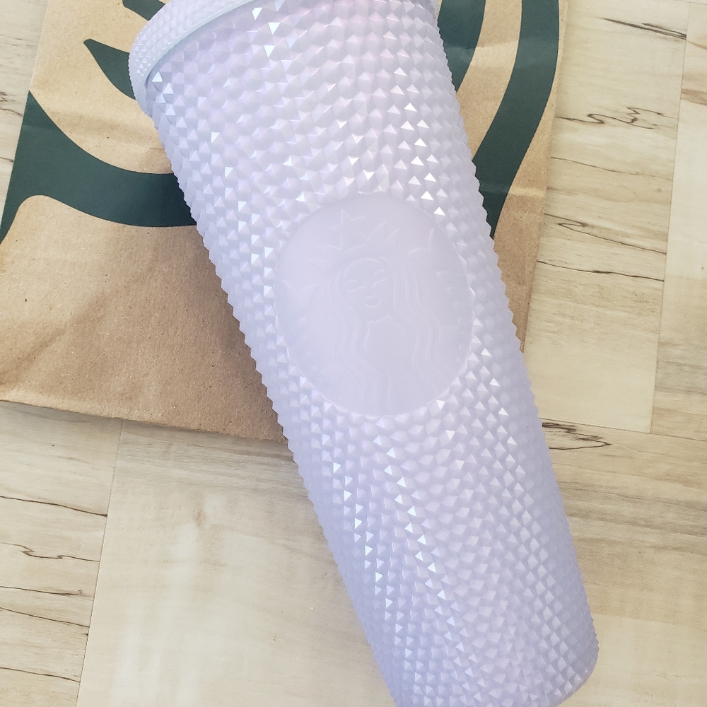 Starbucks 2021 Holiday Icy White Lilac Bling Studded Venti Reusable Tumbler - Picture 5 of 8